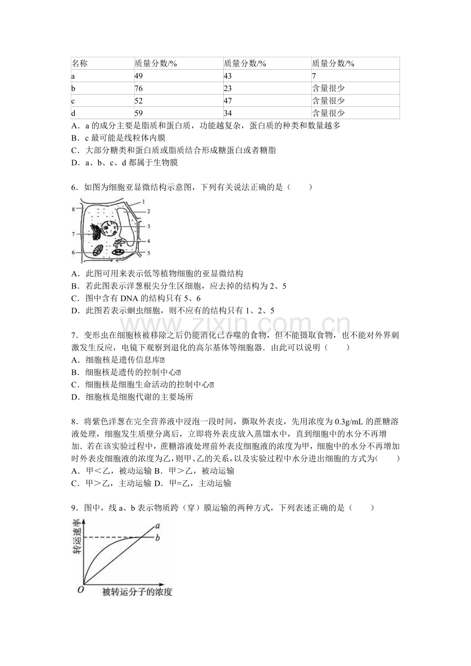 云南省昆明三中2015-2016学年高一生物上册期末检测试题.doc_第2页