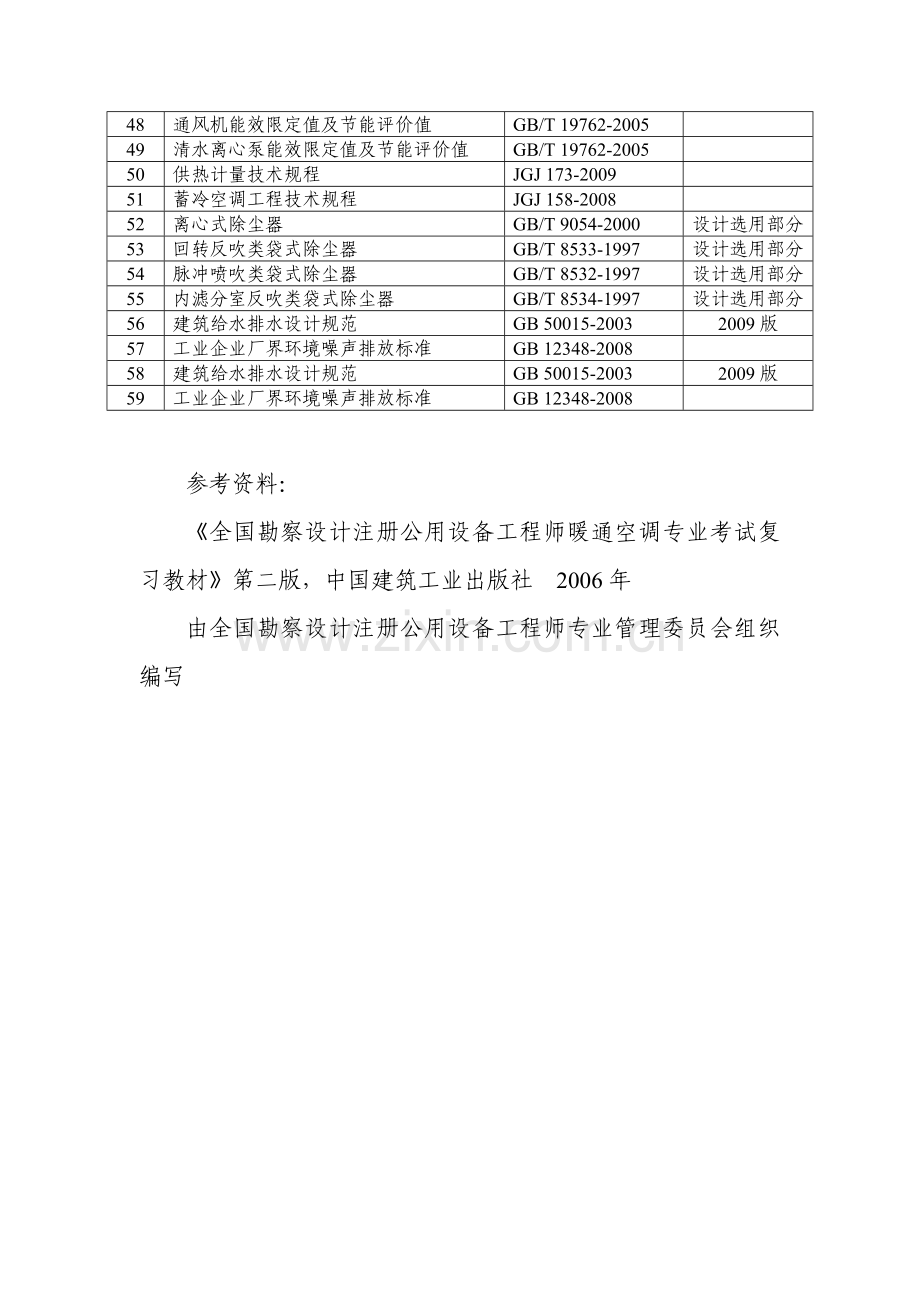 2012年度全国注册公用设备工程师(暖通空调)专业考试所使用的规范、标准.doc_第3页