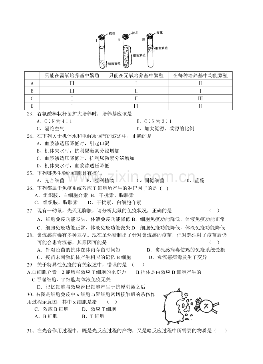 高三生物单元2试卷.doc_第3页