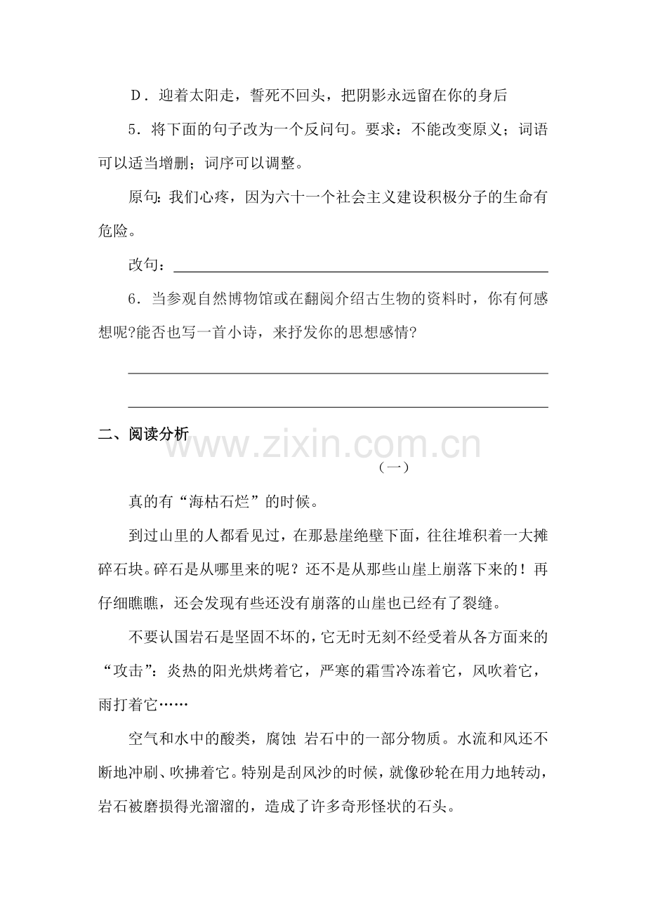 七年级语文化石吟同步练习.doc_第2页