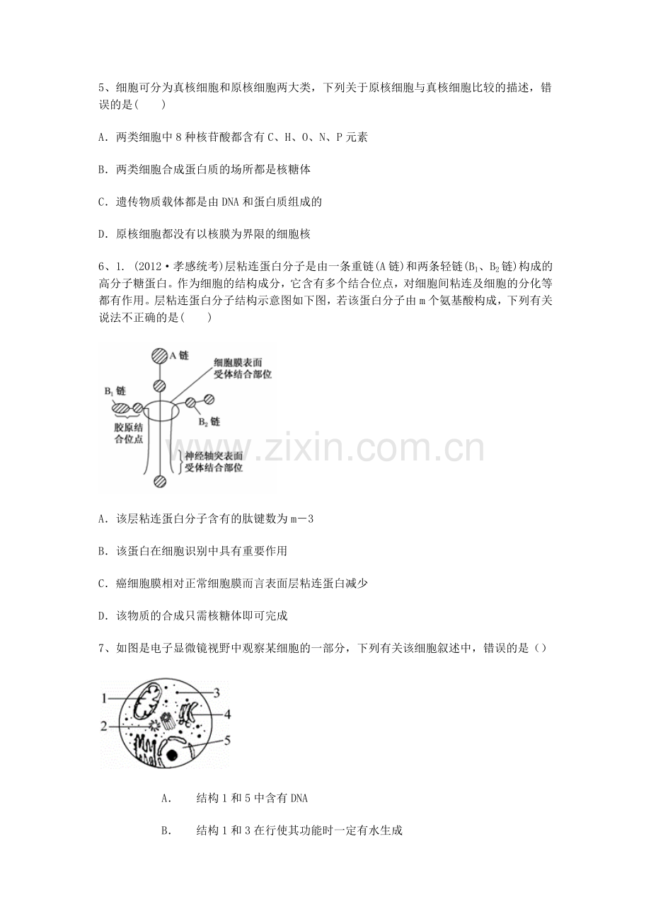 四川省巴州区2015-2016学年高一生物上册期中考试题.doc_第2页