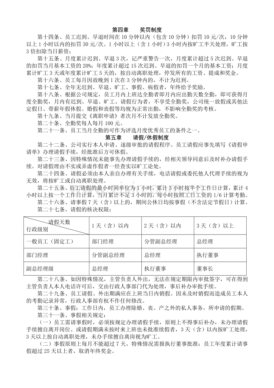 投资管理公司考勤管理制度(新).doc_第2页