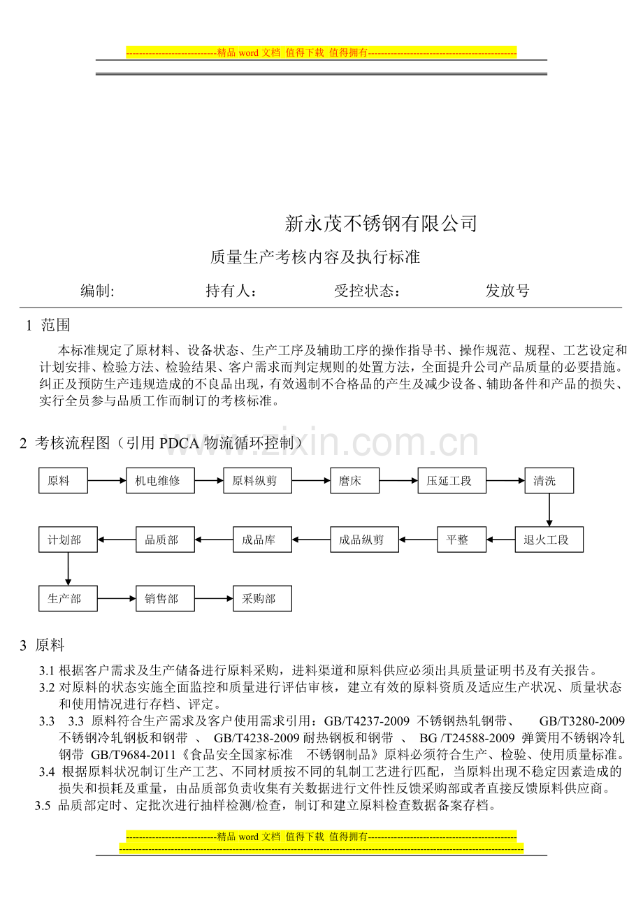 质量管理考核标准手册.doc_第1页