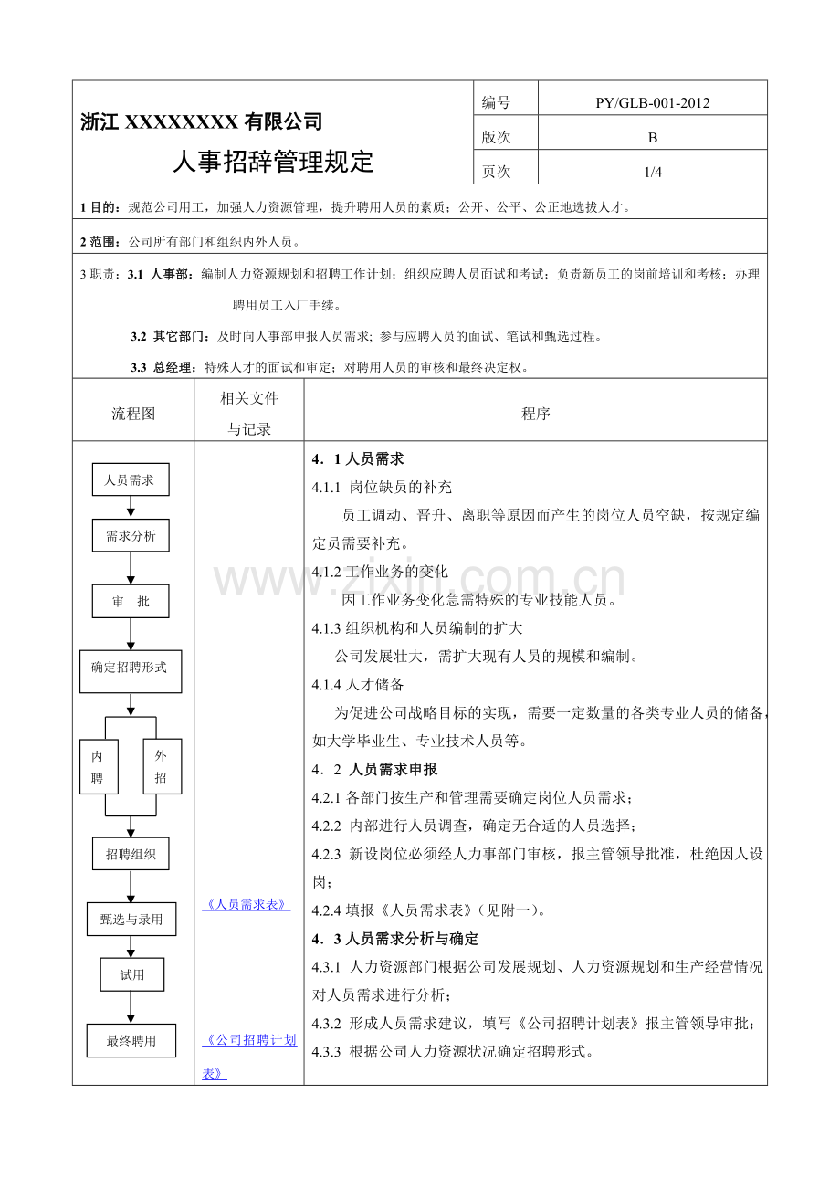 人事招辞管理规定.doc_第1页