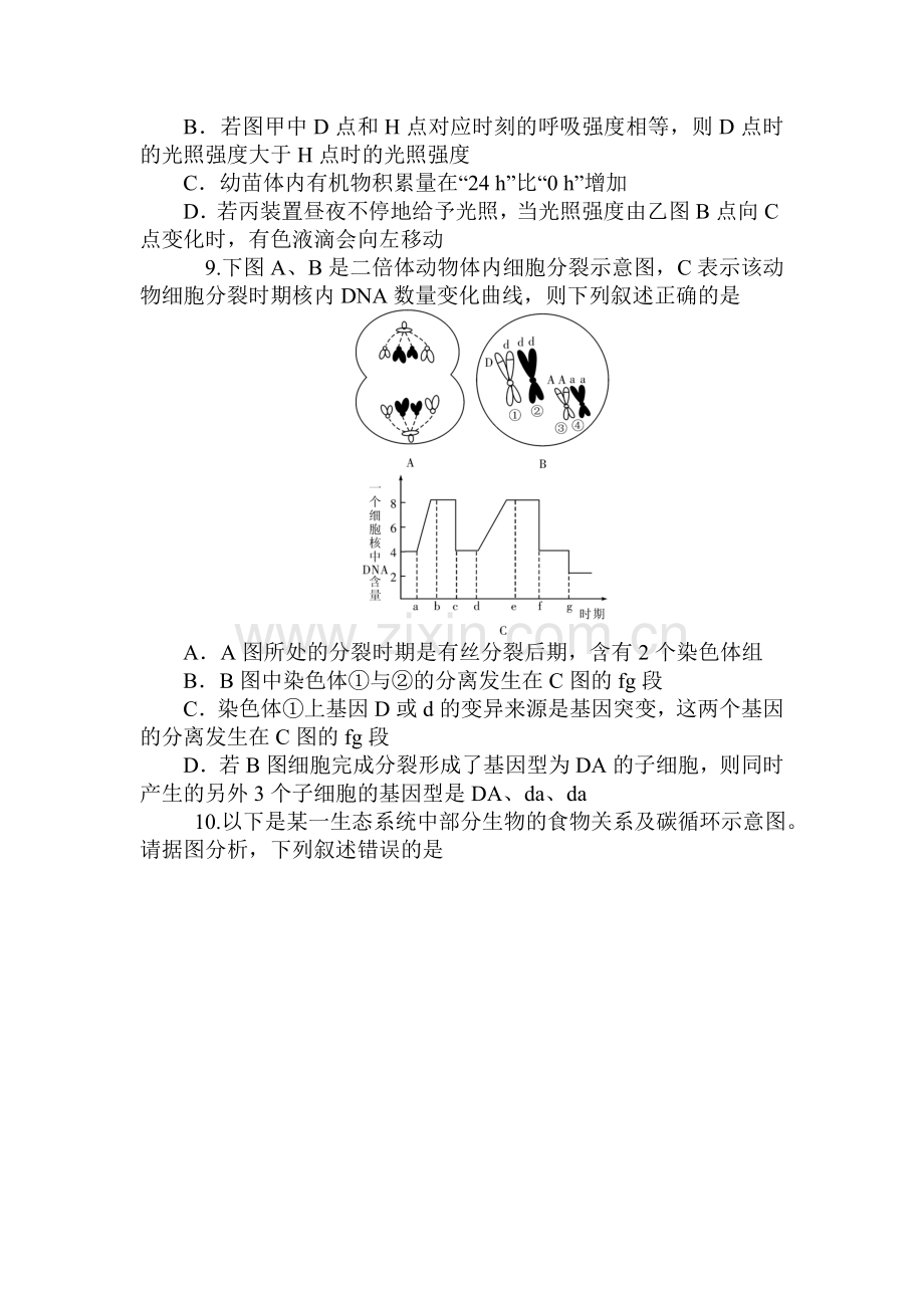 2015届高考生物第一轮总复习限时训练题6.doc_第3页