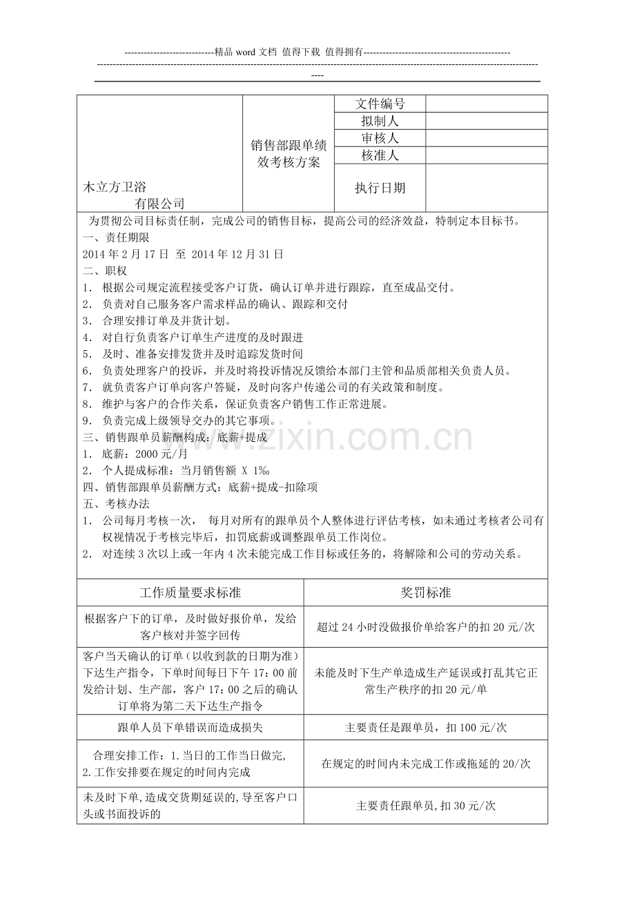 浴室柜跟单人员绩效考核.doc_第1页