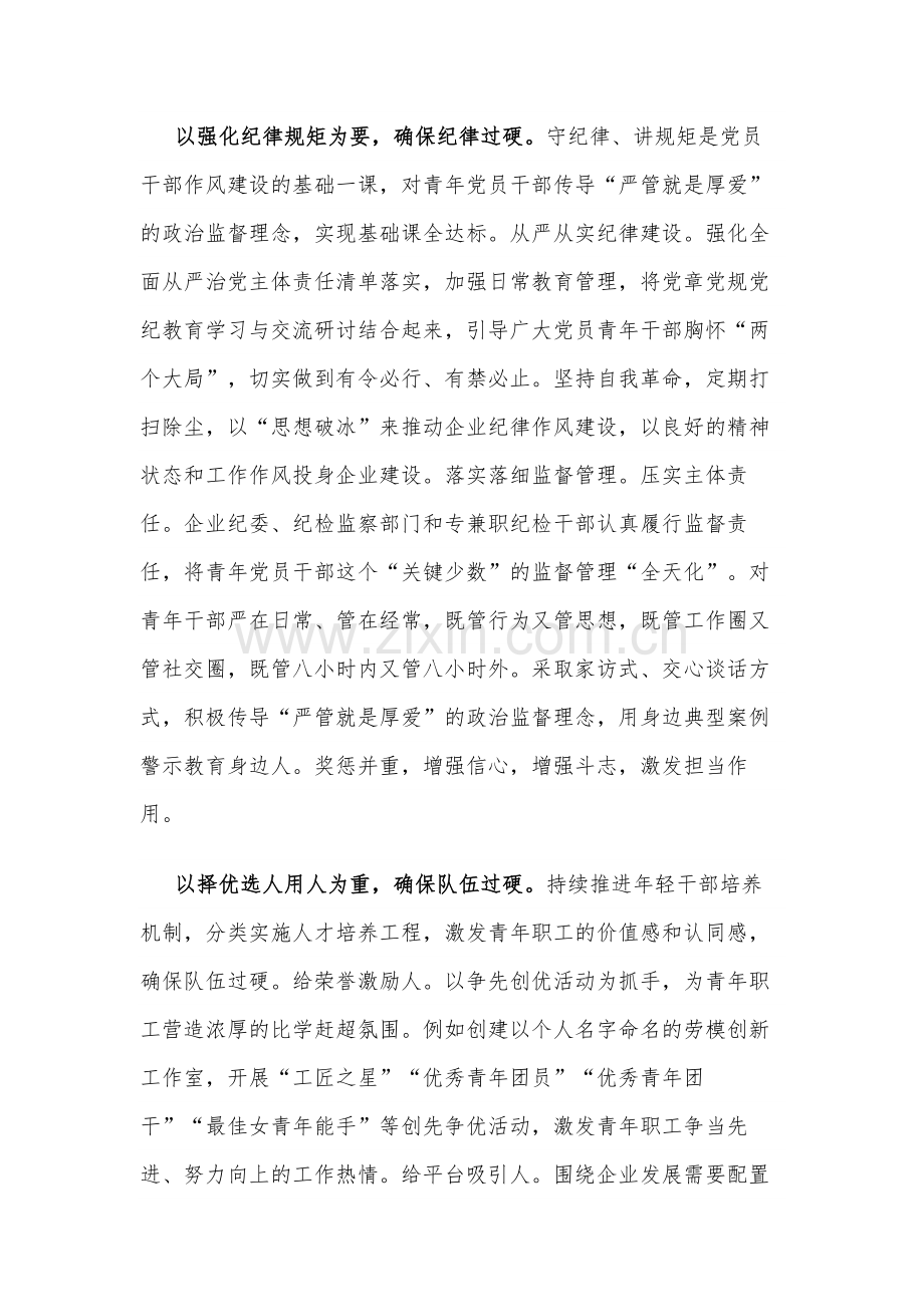 在国有企业青年职工思想政治教育和业务能力教育工作推进会上的汇报发言材料2024.docx_第3页