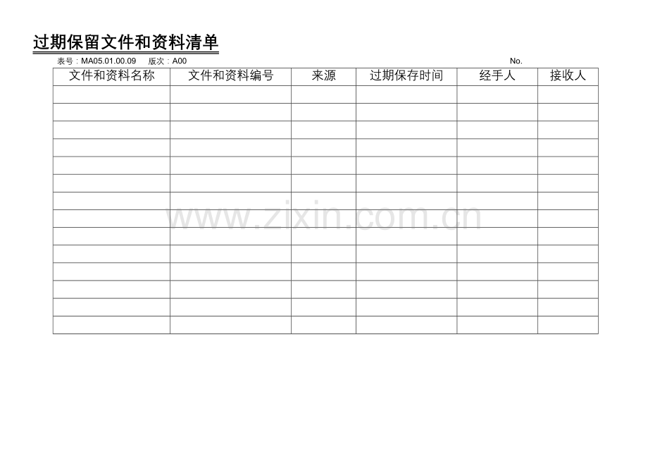 ISO9001质量管理体系记录表格-过期保留文件和资料清单.doc_第1页