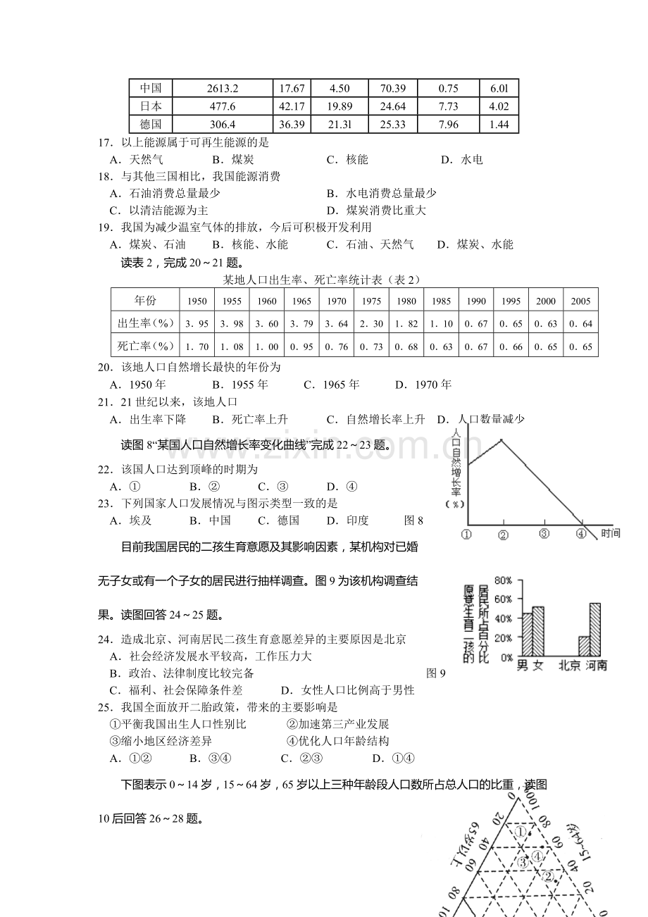 江苏省盐城中学2015-2016学年高一地理下册期中考试题.doc_第3页