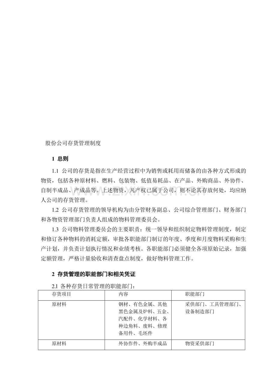 股份公司存货管理制度.doc_第1页