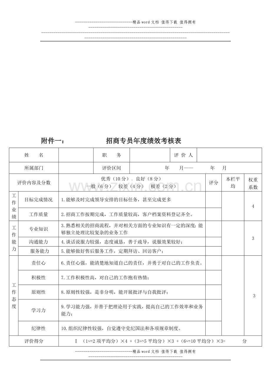 招商专员岗位说明书表格版.doc_第2页