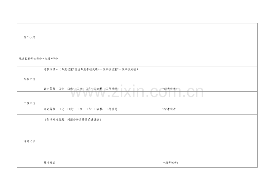 绩效考核表(主管级及以上管理层、本部员工).doc_第2页