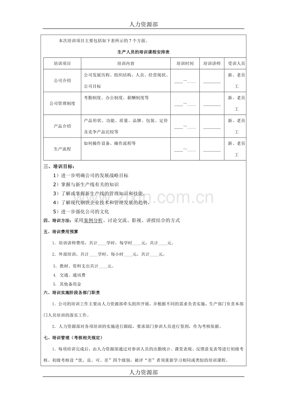 生产人员培训计划书.doc_第2页