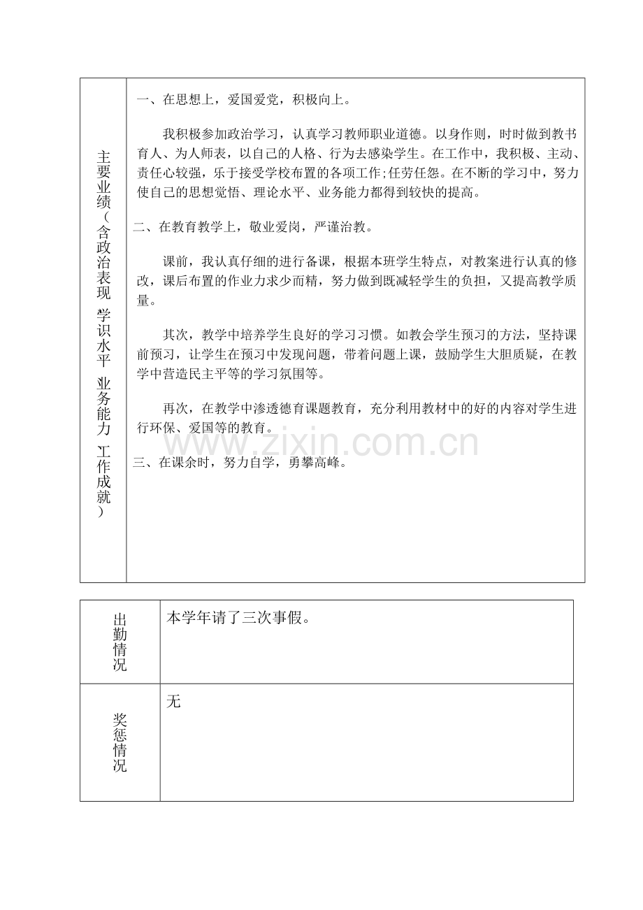 黄小琴特岗教师考核表..doc_第2页