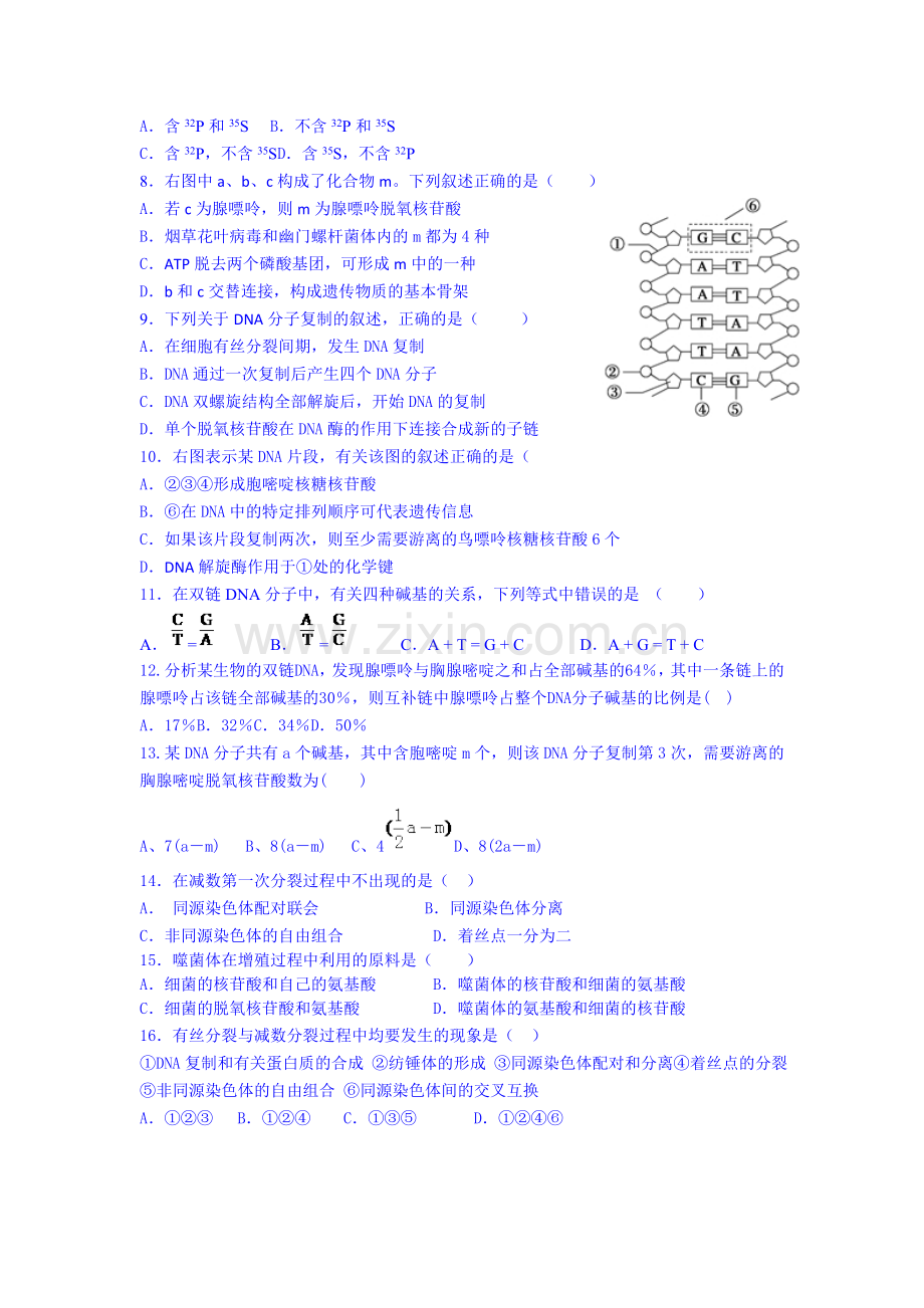 高一生物下册期中调研检测题2.doc_第2页