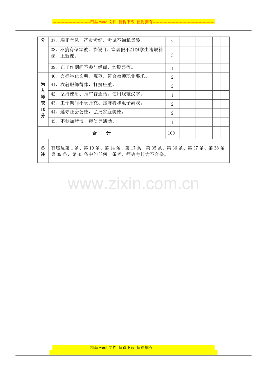 塘溪小学教师师德师风考核表..doc_第3页