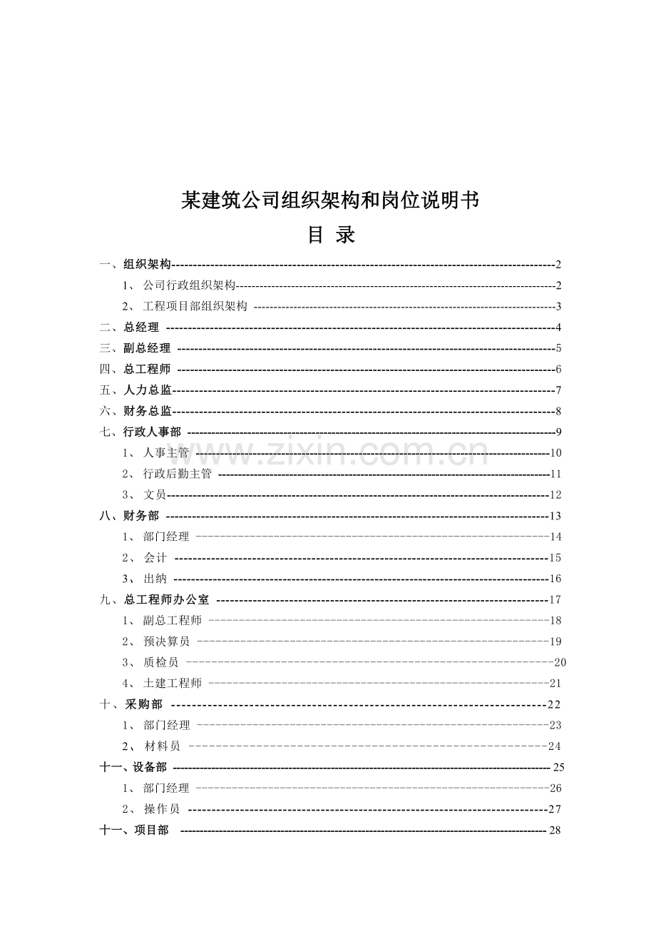 公司组织架构图和岗位说明书(建筑公司).doc_第3页