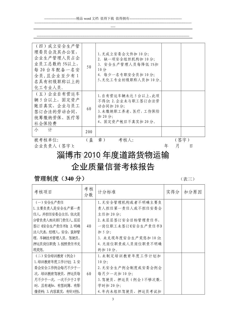 2010年度道路货企业质量信誉考核表(考核报告)..doc_第3页