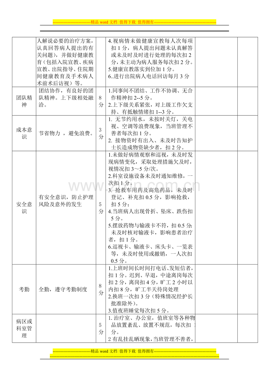 已改-2013年护理人员岗位绩效考核评分标准..doc_第2页