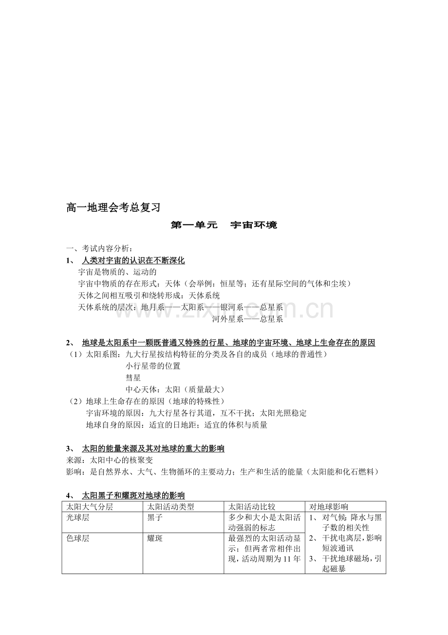 高一地理下学期会考试卷[.doc_第1页