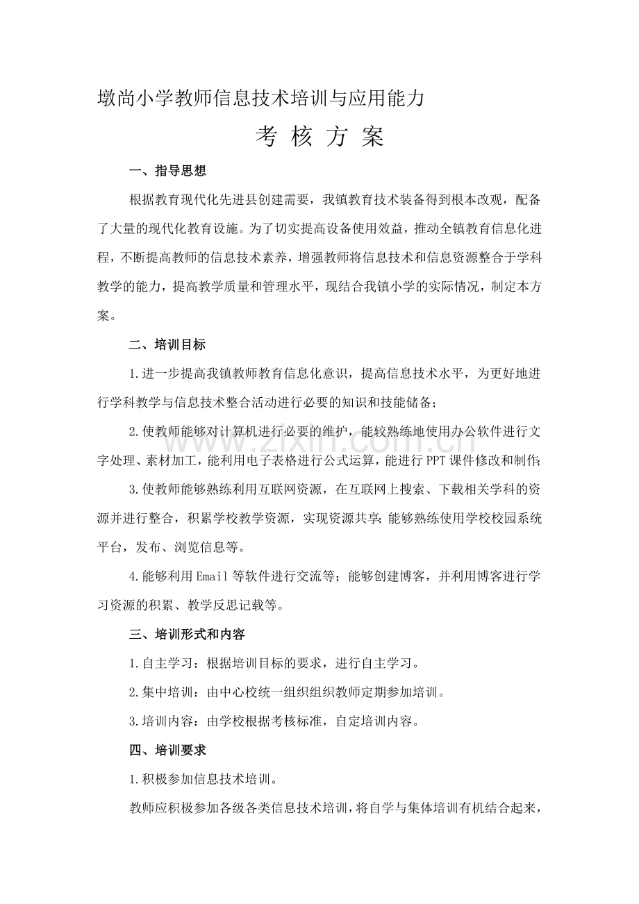 墩尚小学教师信息技术培训与应用能力考核方案..doc_第1页