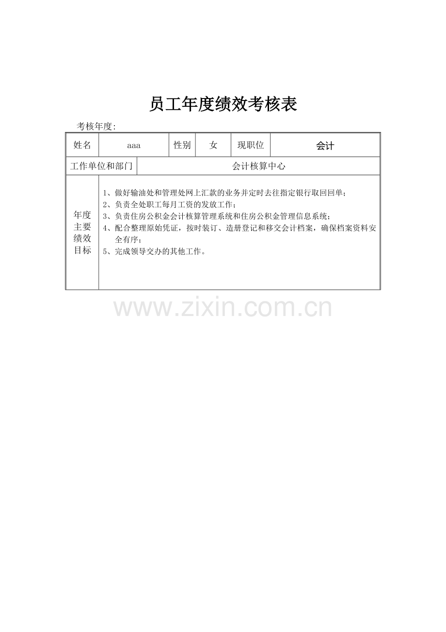 附表5：员工年度绩效考核表..doc_第1页