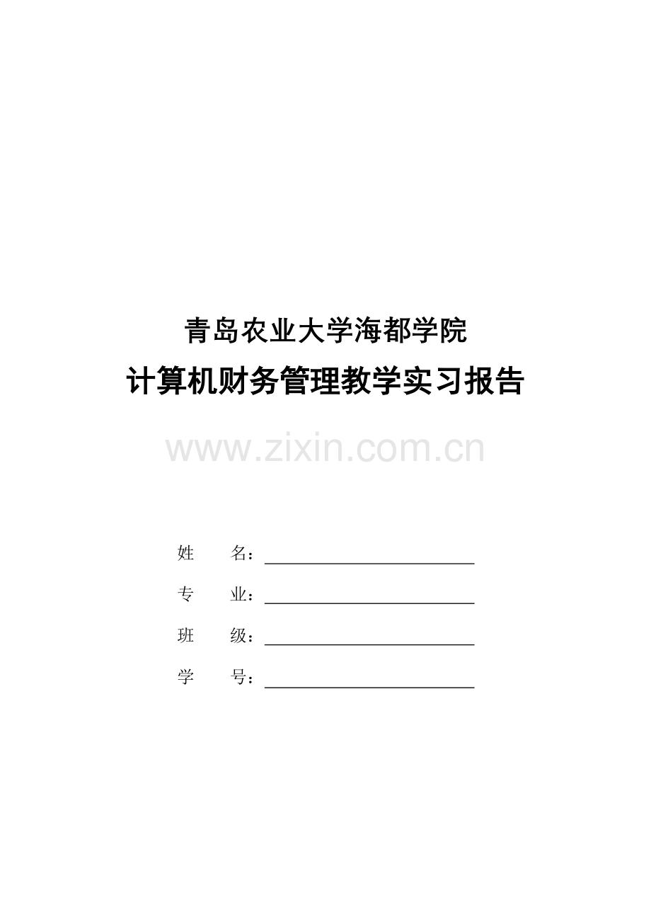 计算机财务管理实习报告封面.doc_第1页