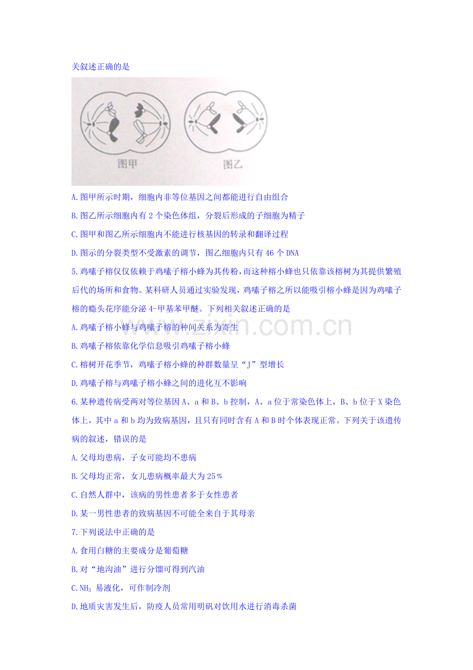 山西省晋城市2016届高三生物下册第二次模拟检测题.doc_第2页