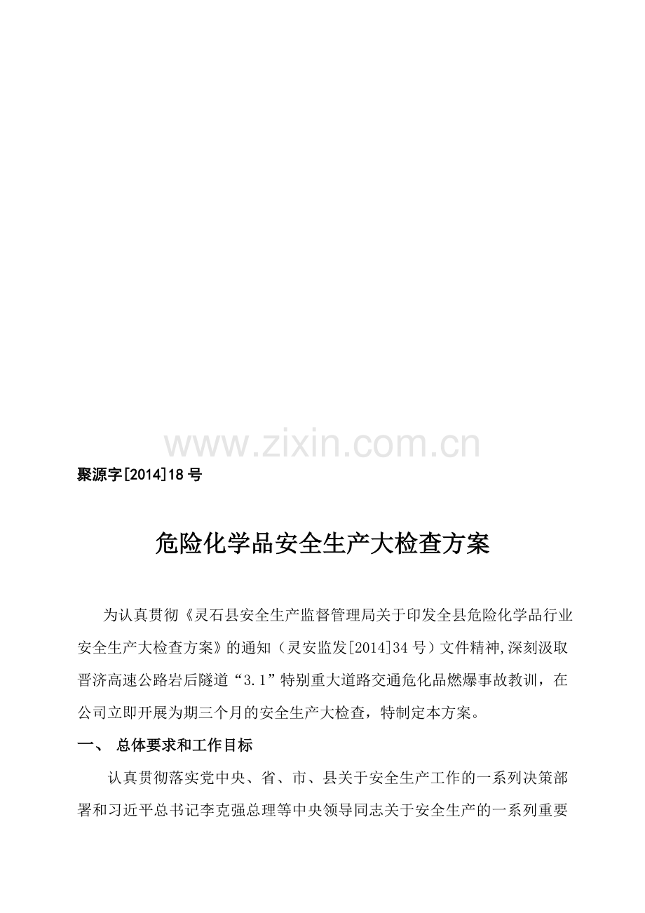 危险化学品安全生产大检查方案.doc_第1页