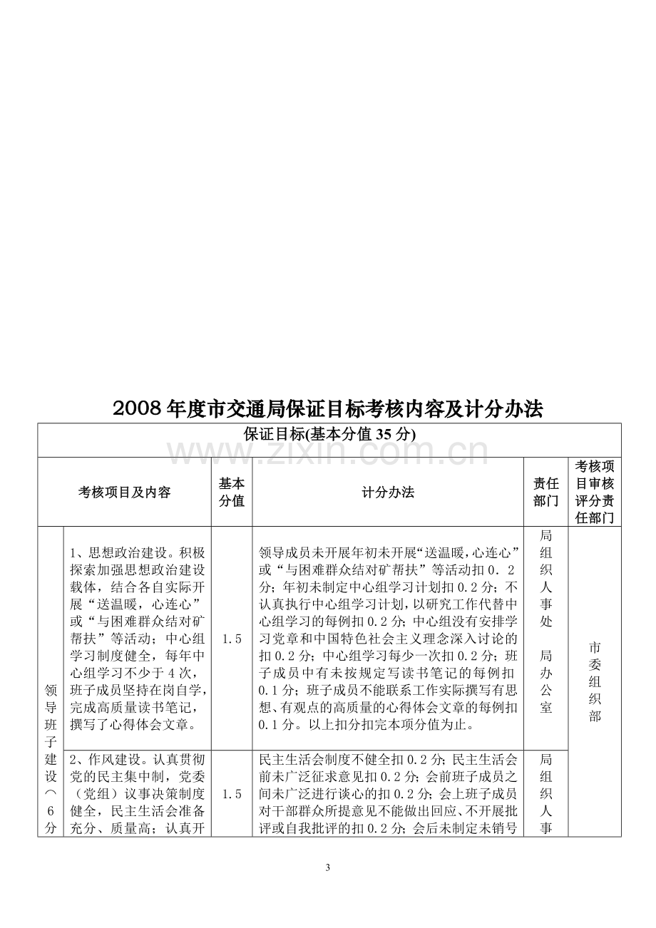 2008年度市交通局职能目标考核内容及计分办法..doc_第3页