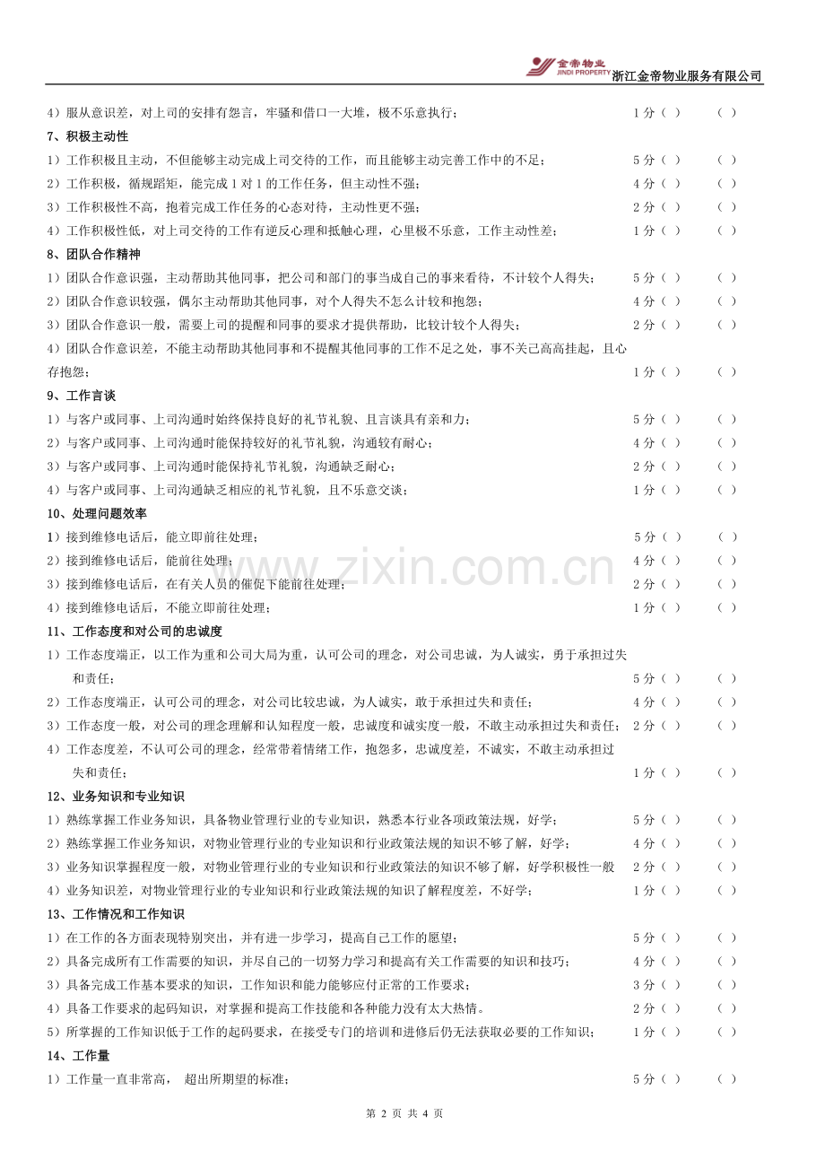 工程部员工工作表现评估表.doc_第2页