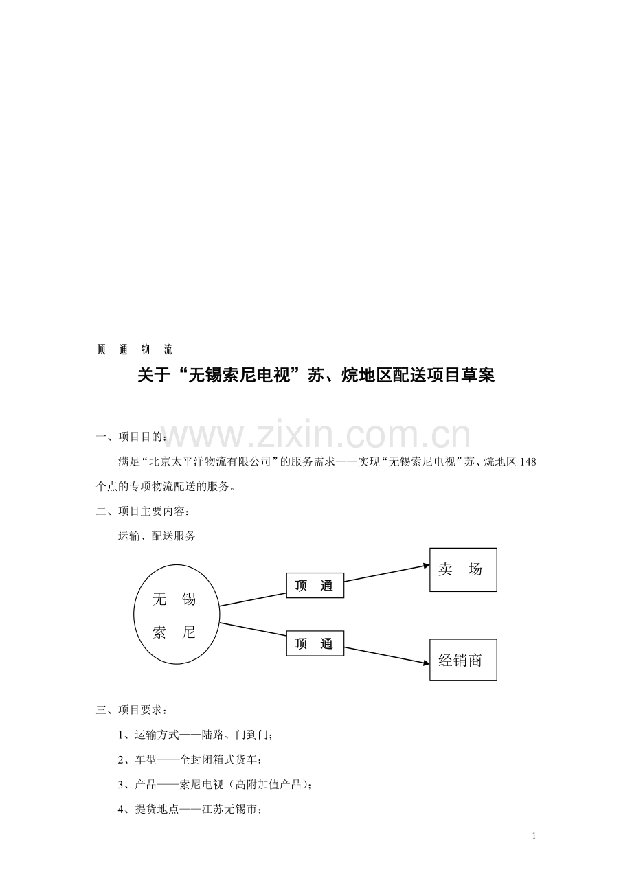 无锡索尼物流项目运作方案.doc_第1页