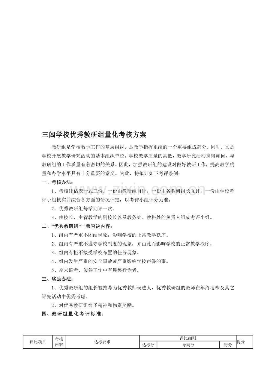 三闾学校优秀教研组量化考核方案..doc_第1页