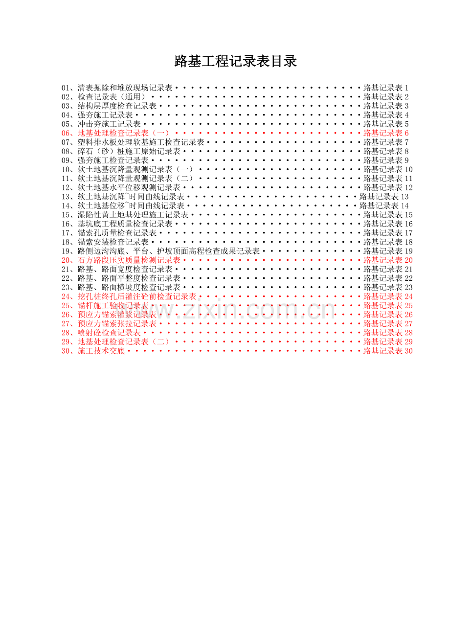 路基工程记录表模版.doc_第1页