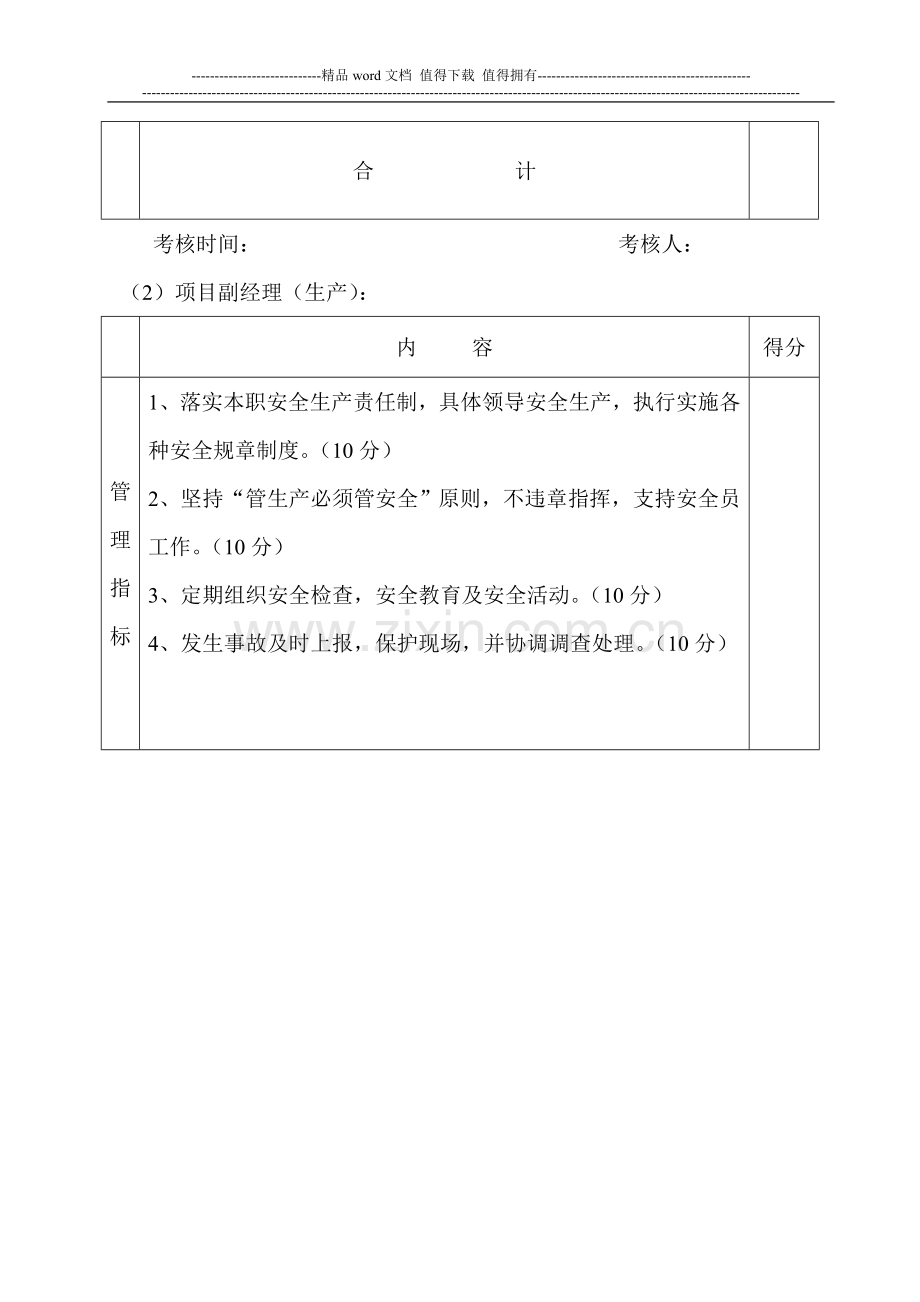 2、管理人员安全生产责任制考核指标及评分标准：..doc_第2页