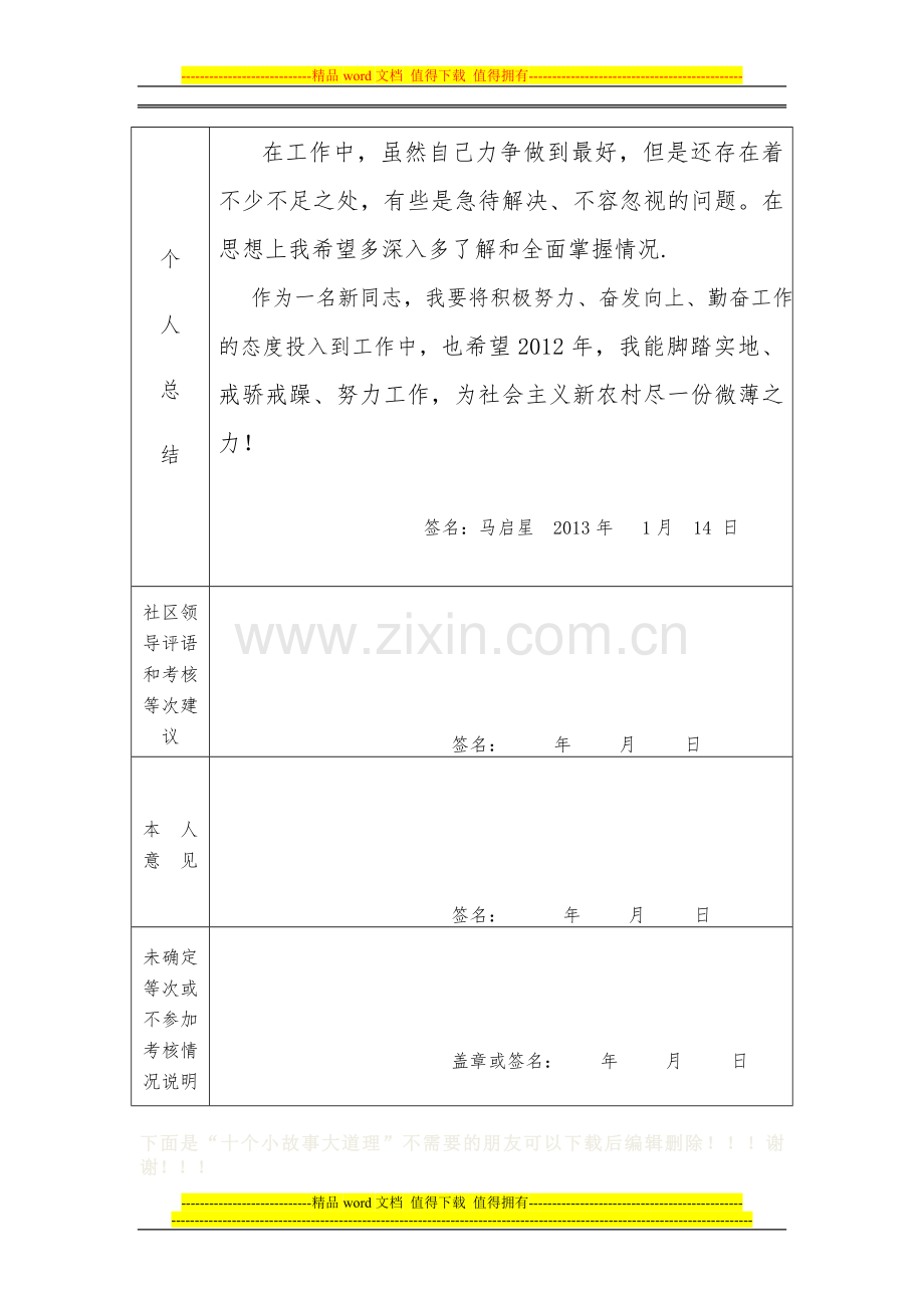 2012社区工作者年度考核表..doc_第3页