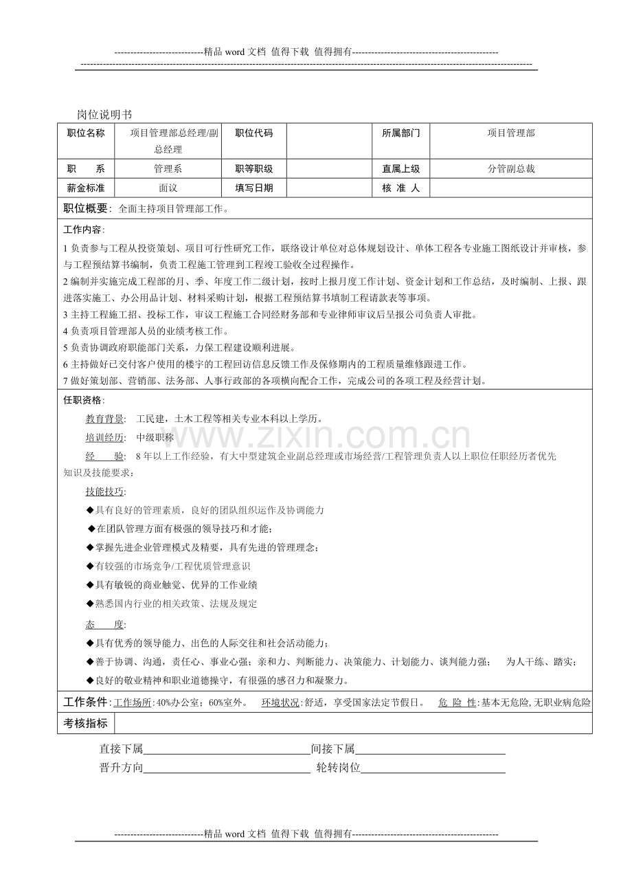 项目管理部岗位职责说明书.doc_第3页