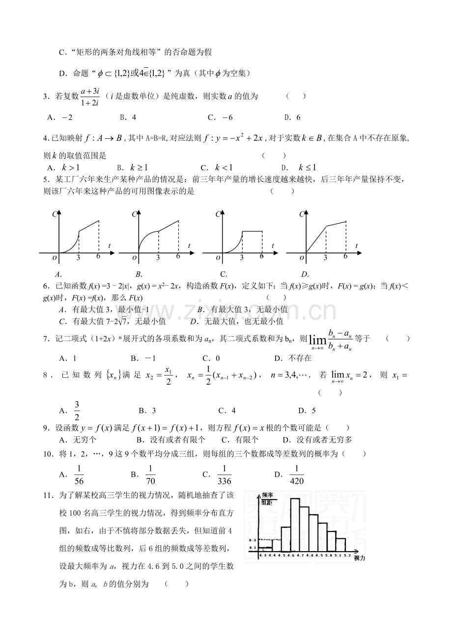 高考数学模拟试卷(一).doc_第2页