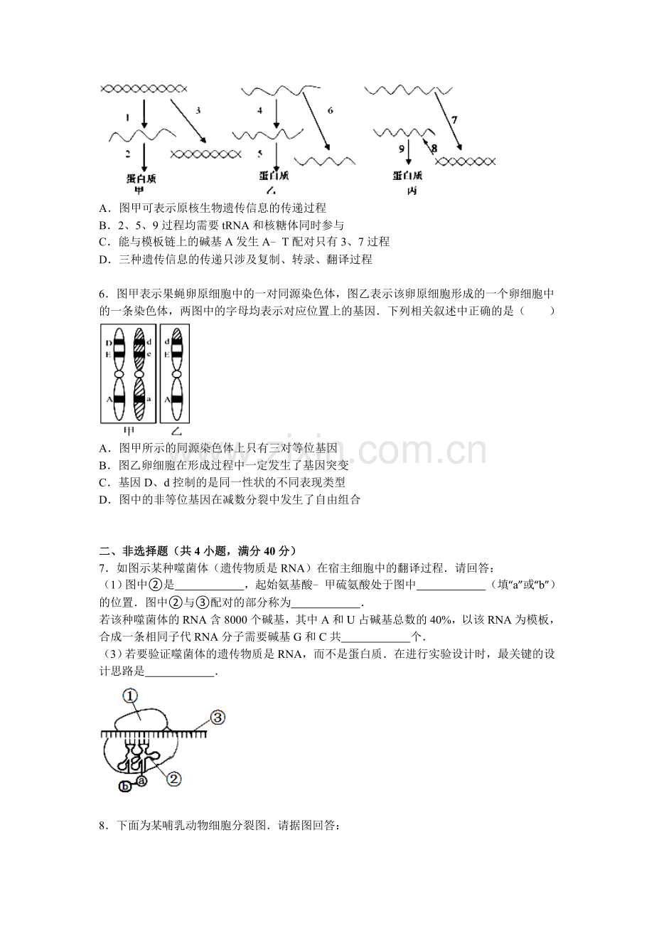 四川省宜宾市2016届高三生物上册期中试题.doc_第2页