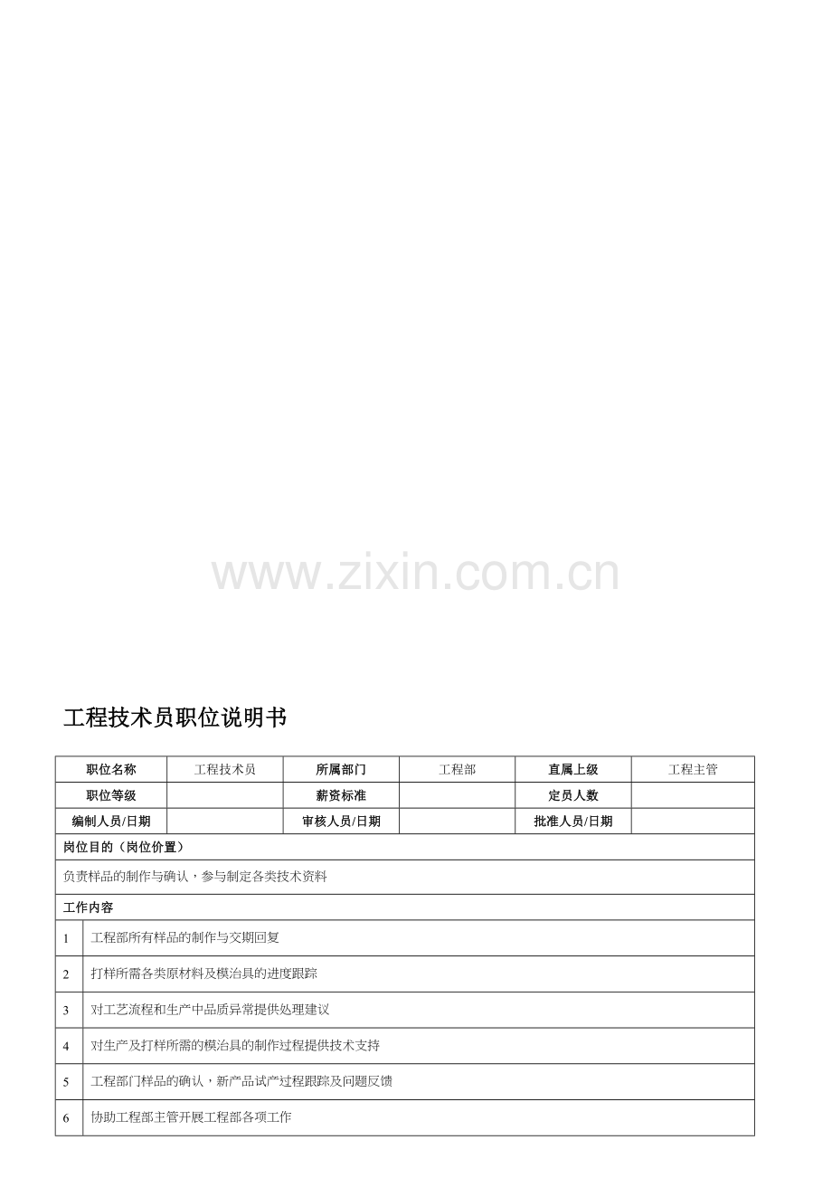 工程技术员职责说明书.doc_第1页