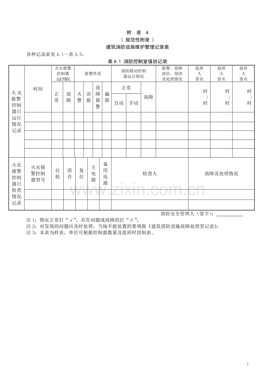 《建筑消防设施的维护管理》-(表格).doc_第1页