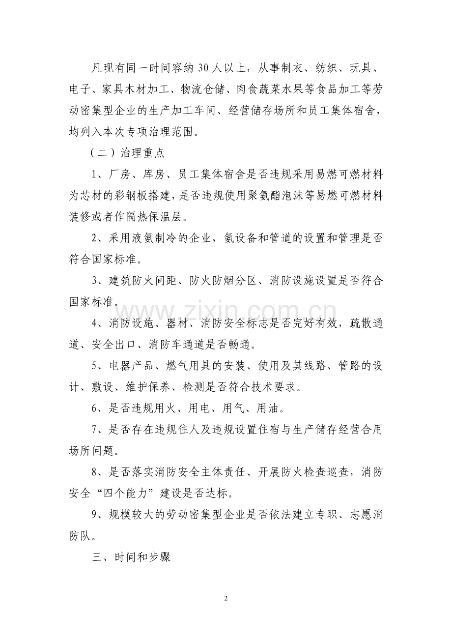 千灯镇劳动密集型企业消防安全专项治理工作方案.doc_第2页