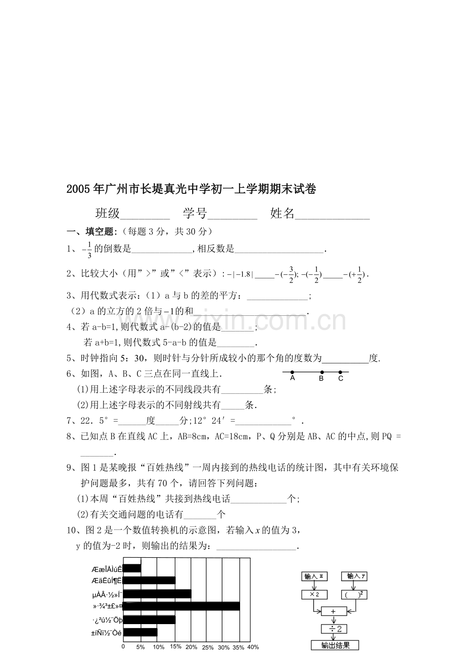 初一(上)期末考试数学试卷及答案.doc_第1页