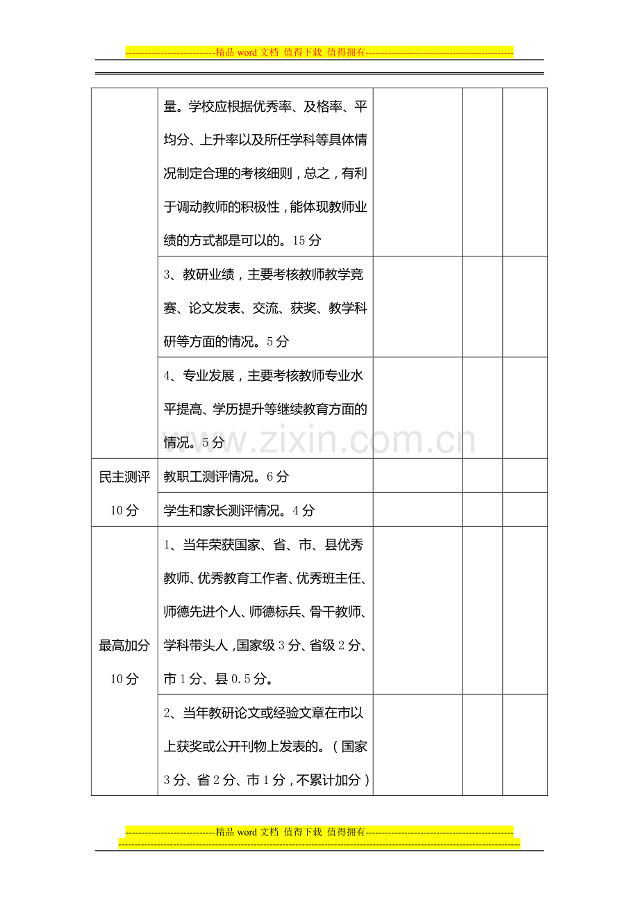 义务教育学校教师绩效考核量化参考表..doc_第3页