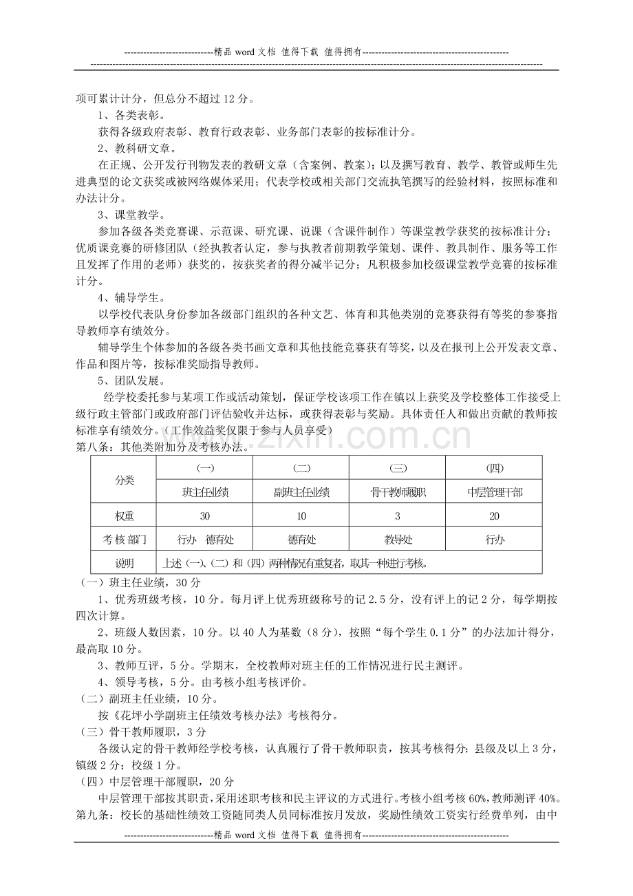 龙舟坪镇花坪小学教职工绩效考核办法.doc_第3页