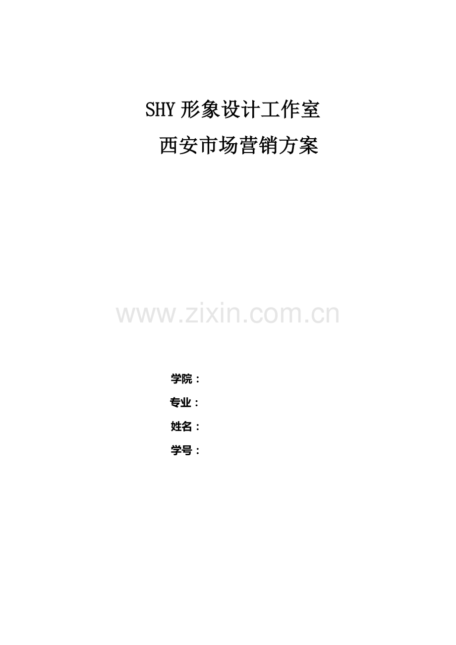 SHY形象设计工作室市场营销方案.doc_第1页