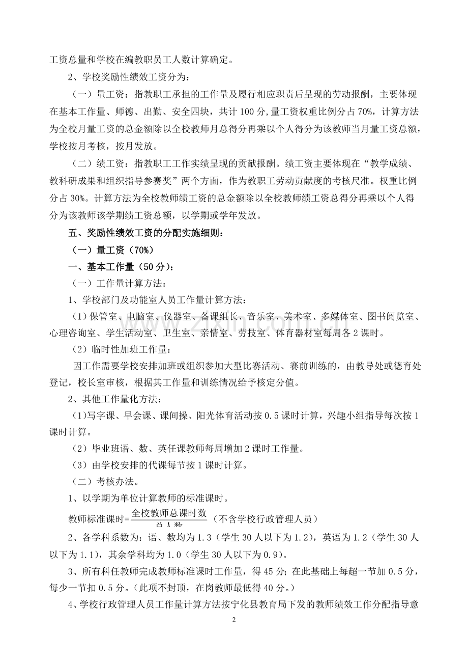 曹坊中心学校奖励性绩效工资考核实施办法(讨论稿).doc_第2页