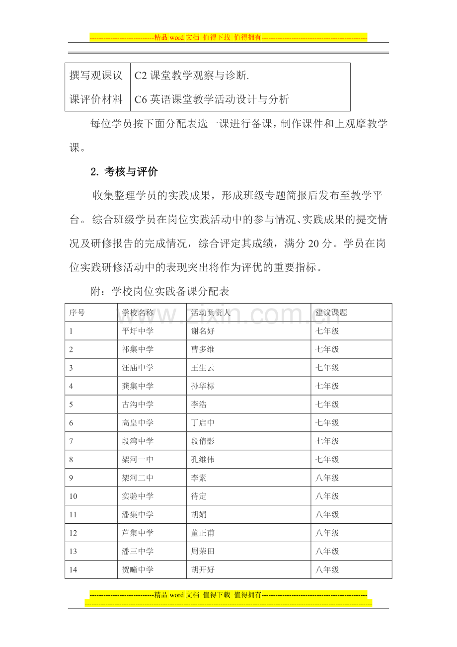 淮南英语2班线下研修及岗位实践活动实施方案.doc_第3页