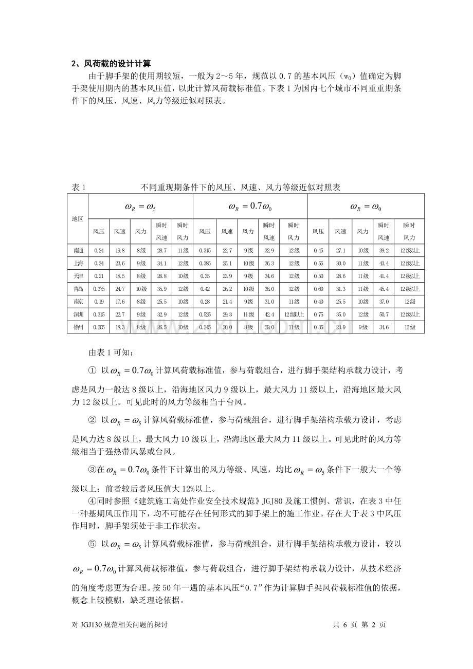 对现行《-建筑施工扣件式钢管脚手架安全技术规范》-相关问题的探讨.doc_第2页