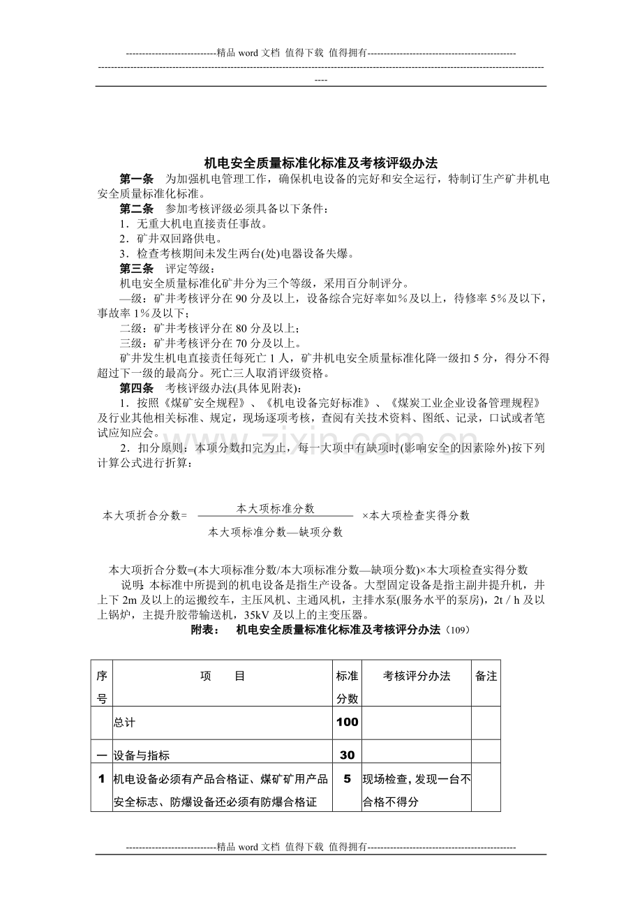 煤矿安全质量标准化机电部分标准及考核评级办法..doc_第2页